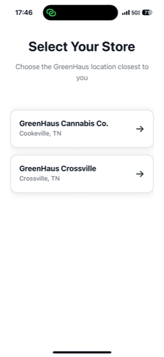 Store selection screen